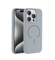 iPhone 15 Pro Max Kılıf Kamera Çıkıntılı Magsafe Şarj Özellikli Lüx Meta Kapak (Gri)