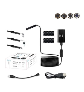 Wifi Endoskop Kamera 720P 8mm 8 Led 7mt Yumuşak Kablo Su Geçirmez 