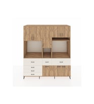 Kronos Dolap 10 Raflı 6 Çekmeceli 8 Kapaklı 220x59x243 Çam-Çam/Aytaşı