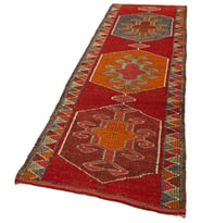 Kırmızı Halı El Dokuma Etnik Stil Geometrik Desenli Şık Koridor Halısı Salon Yatak Odası