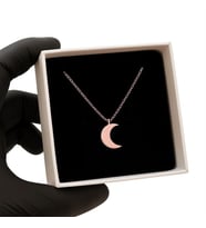 Kişiye Özel 925 Ayar Gümüş Şık Hilal Kolye (Rose)