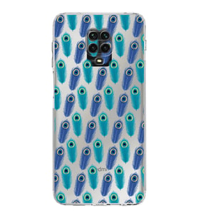 PrintiFy Xiaomi Redmi Note 9s ile Uyumlu Nazar Boncuğu 4  Kamera Korumalı Şeffaf Silikon Kılıf