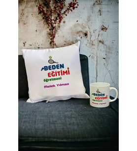 Beden Eğitimi Öğretmenine Hediye Kupa Bardak ve Yastık Set 002