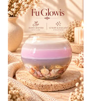 FU GLOWIS El Yapımı Şeffaf Jel Wax & Soya Mumu Fanus – Deniz Kabuğu Temalı Premium Hediyelik Mum