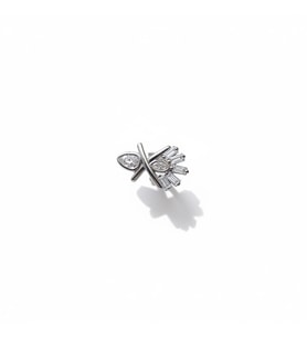 Earcuff Sıkıştırmalı Çelik Kıkırdak Küpe Baget Taşlı X Gümüş Renk