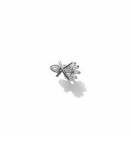 Earcuff Sıkıştırmalı Çelik Kıkırdak Küpe Baget Taşlı X Gümüş Renk