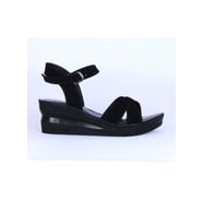 Moda Ayakkabı 152 Ortopedik Süet 7Cm Kadın  Sandalet Ayakkabı (Siyah)