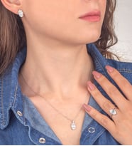 925 Ayar Gümüş Oval Model Trapez Takı Seti