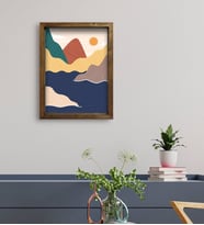 BK Gift Otel Odası Konseptli Doğal Masif Ahşap Çerçeveli Tablo 45x65cm-80