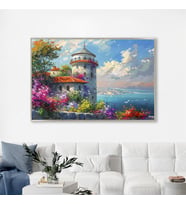 Yağlı Boya Dokulu Tablo Modern İstanbul Manzarası Gümüş Çerçeveli U06025