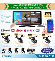 Mibzer için 10.36 inç Dokunmatik Ekranlı 4 Kameralı AHD 720P Beyaz Işık Kameralı Havalı Kamera Seti (Siyah)