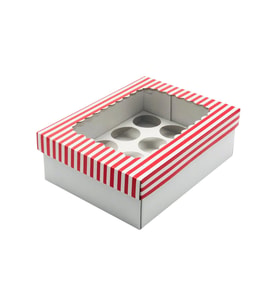 22x30x10 Pencere Kapaklı 12'li CupCake Kutusu (10 Adet)
