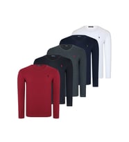 BEŞLİ SET T8587 DEWBERRY V YAKA ERKEK SWEATSHIRT-SİYAH-LACİVERT-BEYAZ-BORDO-ANTRASİT