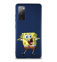 Samsung Galaxy S20 FE Soft Premier Kapak Sünger Bob Tasarımlı Silikon Kılıf - Lacivert (Şeffaf)