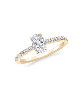 Rose Altın Oval Tektaş Yüzük 14k