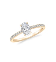 Rose Altın Oval Tektaş Yüzük 14k