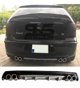 Volkswagen Polo Mk4 Difüzör Arka Tampon Eki 4 Egzoz Çıkışlı Gri Lüx Tip