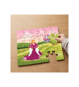 Pembe Elbiseli Prenses Tasarımlı 24 Parça Ahşap Çocuk Puzzle MPK0107