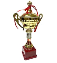 Avessa 523-B Kapaklı Gold Kaplama Kupa 40 Cm (Altın)