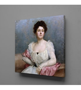 BEYAZ ELBİSELİ FRANSIZ KADIN KANVAS TABLO 200x200cm