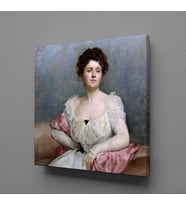 BEYAZ ELBİSELİ FRANSIZ KADIN KANVAS TABLO 200x200cm