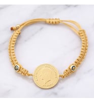 Altın Kaplama Ata Liralı Sarı İpli Bileklik BLK-1244 (Gold)