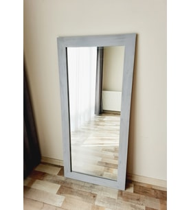 Dfn Wood Masif Ahşap Dikdörtgen Gri Dekoratif Duvar Salon Ofis Boy Aynası