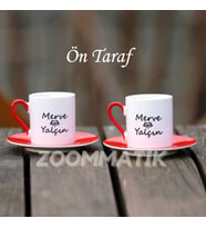 KİŞİYE ÖZEL SEVGİLİYE HEDİYE İSİMLİ ÇİFT TÜRK KAHVESİ FİNCAN TAKIMI SETİ
