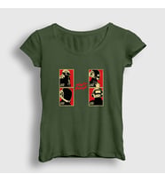 Presmono Kadın Haki Band Daft Punk T-Shirt 59481tt (Haki)