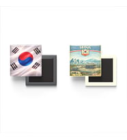 Buzdolap Magnetleri - Güney Kore Bayrağı ve Seul Retro Tema - 2'li Set Magneti