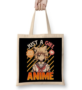 Cute & Funny Just A Girl Who Loves Anime Bez Çanta Uzun Saplı