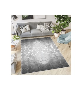 Rovigo Home Dijital Baskı Yıkanabilir Kaymaz Taban Salon Halısı RVG1862-SM80 (Gri)