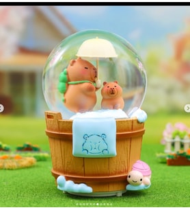 Sevimli Kapibara Orta Boy Işıklı Müzikli Kar Küresi
