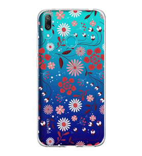 Huawei Y7 2019 Uyumlu Kapak Flowers Tasarımlı Şeffaf Silikon Kılıf