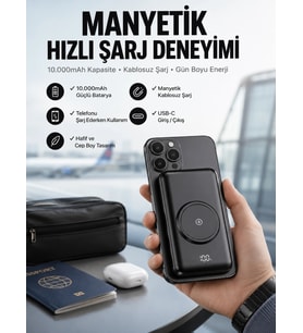 Powerbank Taşınabilir 10.000 Mah Hızlı Şarj Dijital Göstergeli
