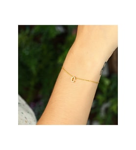 AZURİS 925 AYAR GÜMÜŞ ÜÇ BOYUTLU HARF BİLEKLİK (Gold)