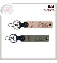 Hatıra Niteliğinde Hediye – Türk Yazısı Temalı Anahtarlık Takımı x2'li, Yavru Ağzı-Kül Gri