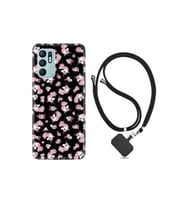Oppo Reno 6 Kılıf Desenli Silikon Boyun Askılı Unicorn Flowers 1406