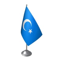 Masa Üstü Doğu Türkistan Bayrağı Krom Direk Masa Bayrak Seti