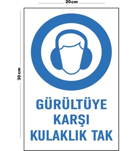 Metal Gürültüye Karşı Kulaklık Tak 20cm x 30cm A4 Büyüklüğünde Uyarı Levhası Yönlendirme Tabelası