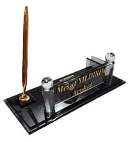 İSİMLİK - Kristal Masaüstü Kalemli - Ofis Makam Hediyesi M188 FUME GOLD