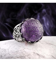 Kadir Vefki El Yazması Ametist Taşı 925 Ayar Gümüş Yüzük