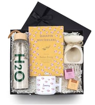 Hayatın Mucizeleri Kitabı & Bambu Kapaklı Cam Matara & Çayı & Kupa & Buhurdanlık Hediye Seti