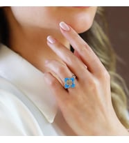 Alhambra Mavi Opal Taşlı Gümüş Yüzük