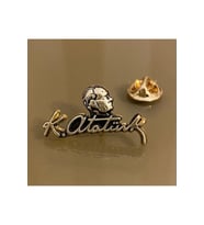 Atatürk Silüeti ve İmzalı Yaka Rozet Gold 1 adet