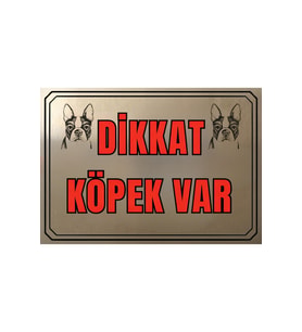 Dikkat Köpek Var Metal Uyarı Levhası 20x30 cm – Siyah Çerçeveli ı Bahçe Kapı Uyarı Levhası