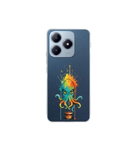 Realme C63 ile uyumlu Splash ahtapot tasarımlı şeffaf silikon kılıf