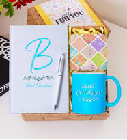 Kişiye Özel Renkli Defter , Açık Mavi Kupa Bardak, Tükenmez Kalem & Hediye Seti