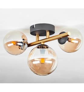 Rsylight Retro Metal Bal Opal Glop Camlı 3 Lü Tavan Plofyoner Avize