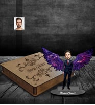 Kişiye Özel Babalar Günü Baba Karikatürlü Ahşap Biblo Kutulu Model-3